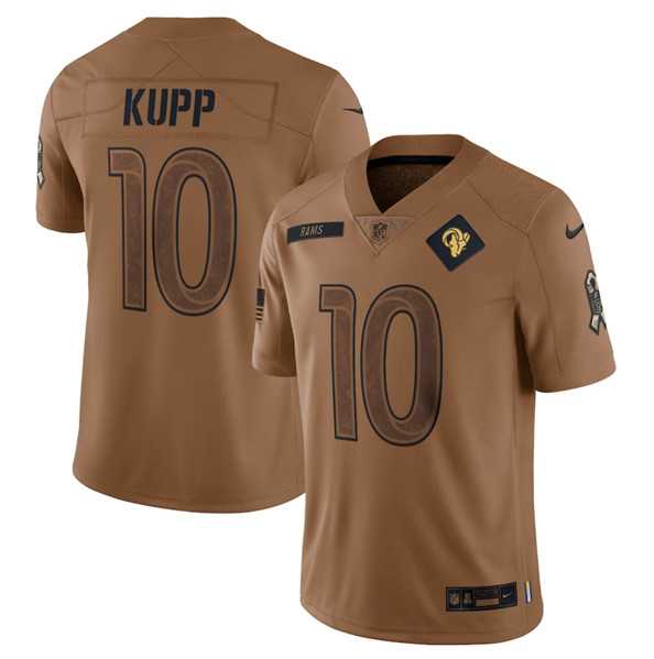 Men's Los Angeles Rams #10 Cooper Kupp 2023 Brown Salute To Service Limited Football Stitched Jersey Dyin